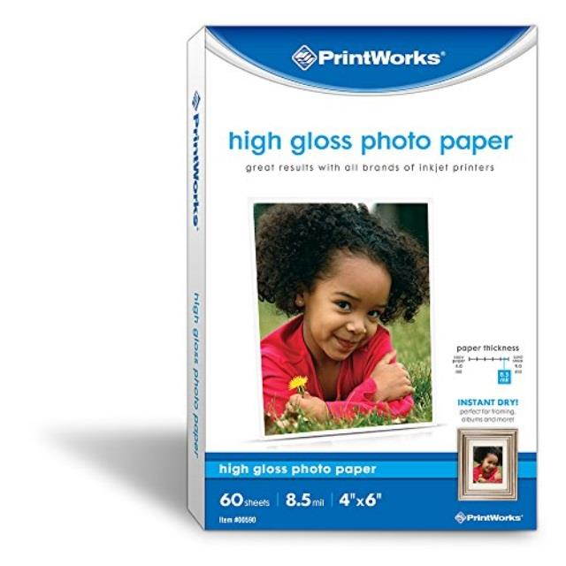 printworks high gloss photo paper for inkjet printers, 8.5 mil, 60 sheets, 4" x 6" 00590
