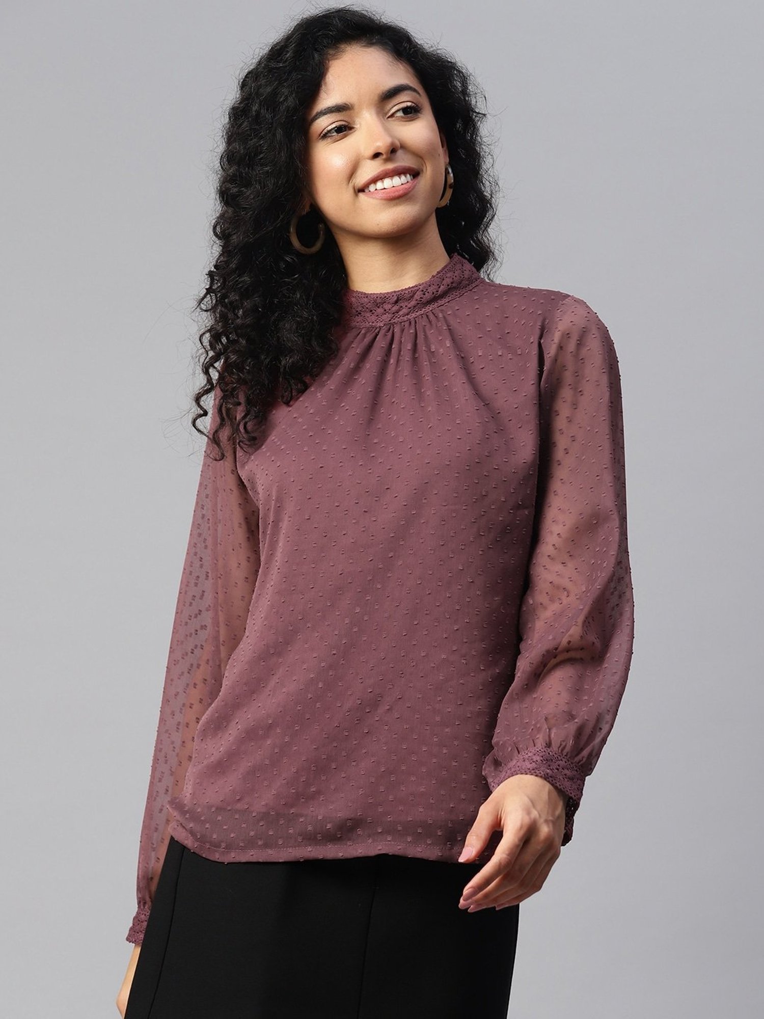 Melon by PlusS Purple Self Pattern Top