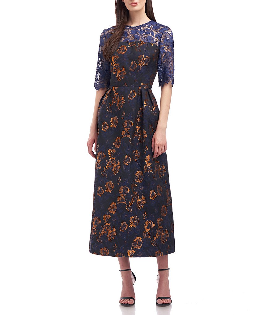 Laundry by Shelli Segal Ruffle Front Stretch Crepe Faux Wrap Dress