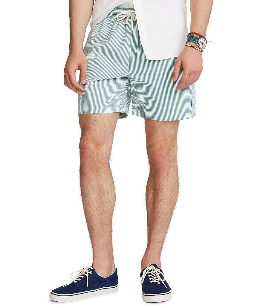 Polo Ralph Lauren 5 3/4#double; Inseam Traveler Seersucker Swim Trunks