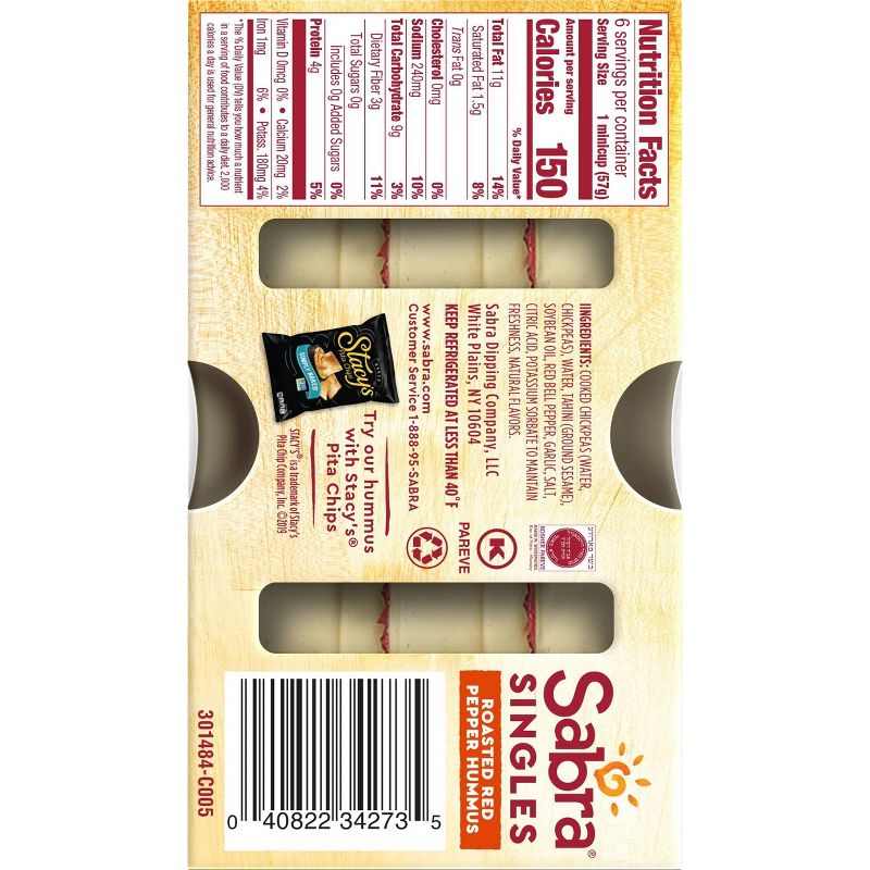 Sabra Roasted Red Pepper Hummus Singles - 12oz/6pk