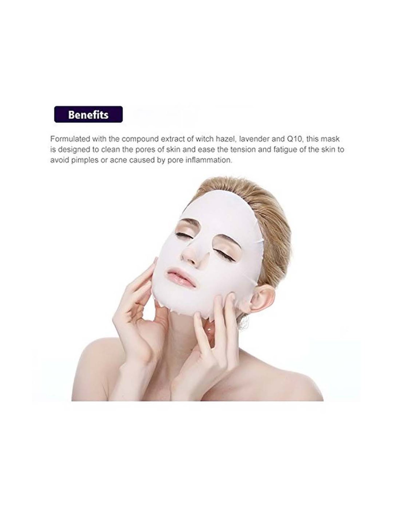 MONDSUB WitchHazel+Lavender+Q10 Facial Sheet Mask (Pack of 6) - 20 gm Each