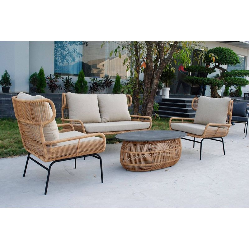 Pine Crest 4pc Loveseat Seating Group - Black - Courtyard Casual