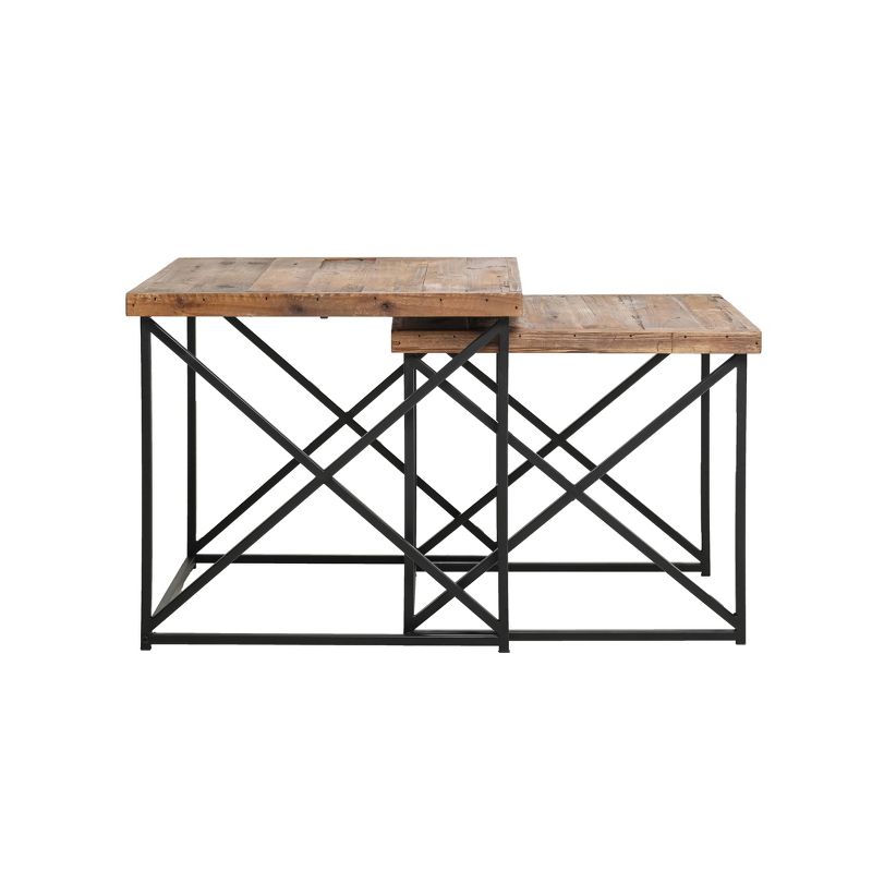 Set of 2 Layton Reclaimed Wood Nesting Tables Brown/Black - Summerland Home