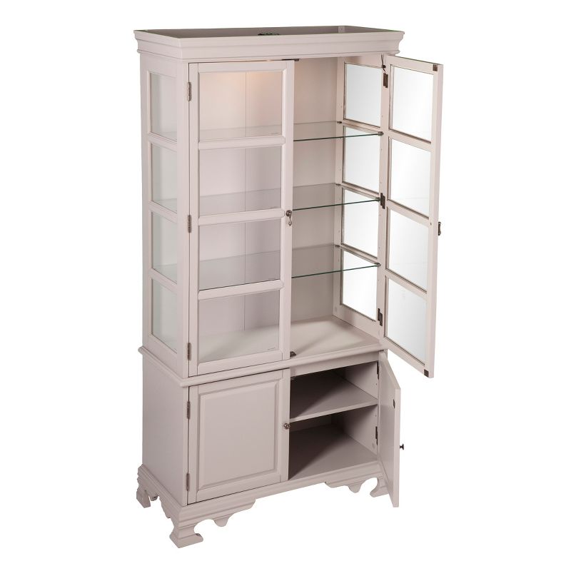Morgan Farmhouse 6 Shelf Lighted Curio - Gray - Aiden Lane