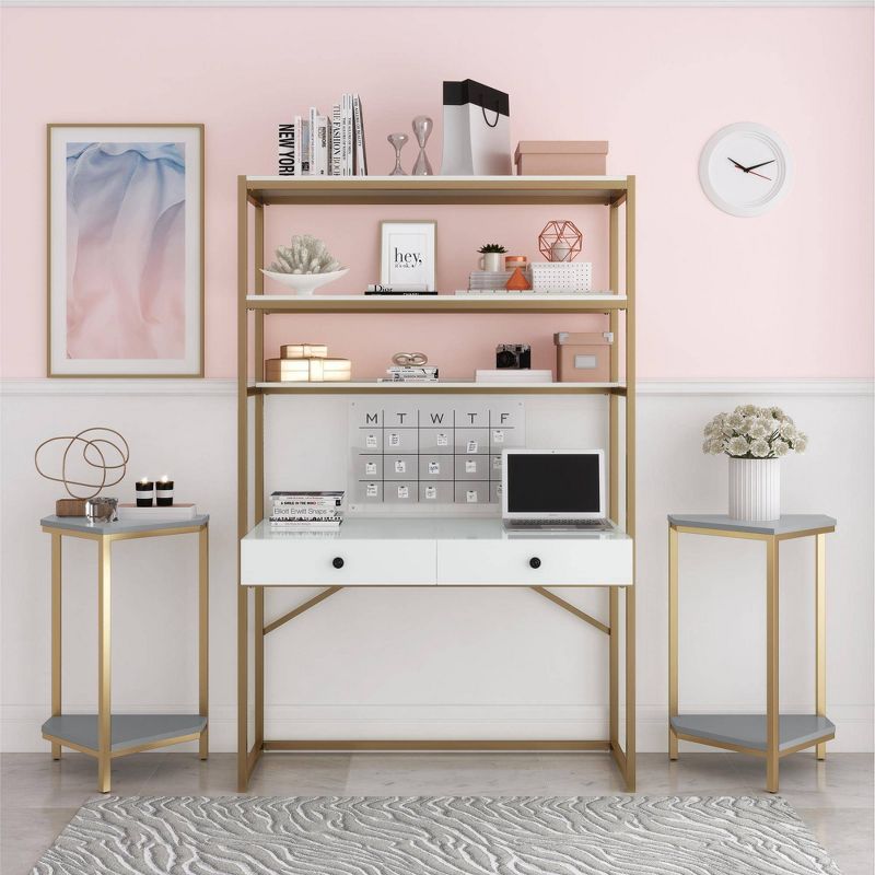 Billie Metal Desk Etagere Gold - CosmoLiving by Cosmopolitan