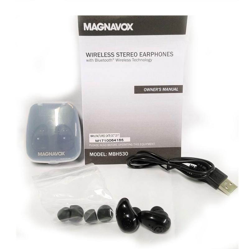 Magnavox MBH530BK Mini Wireless Stereo Bluetooth Ear Buds Rechargeable Headphone