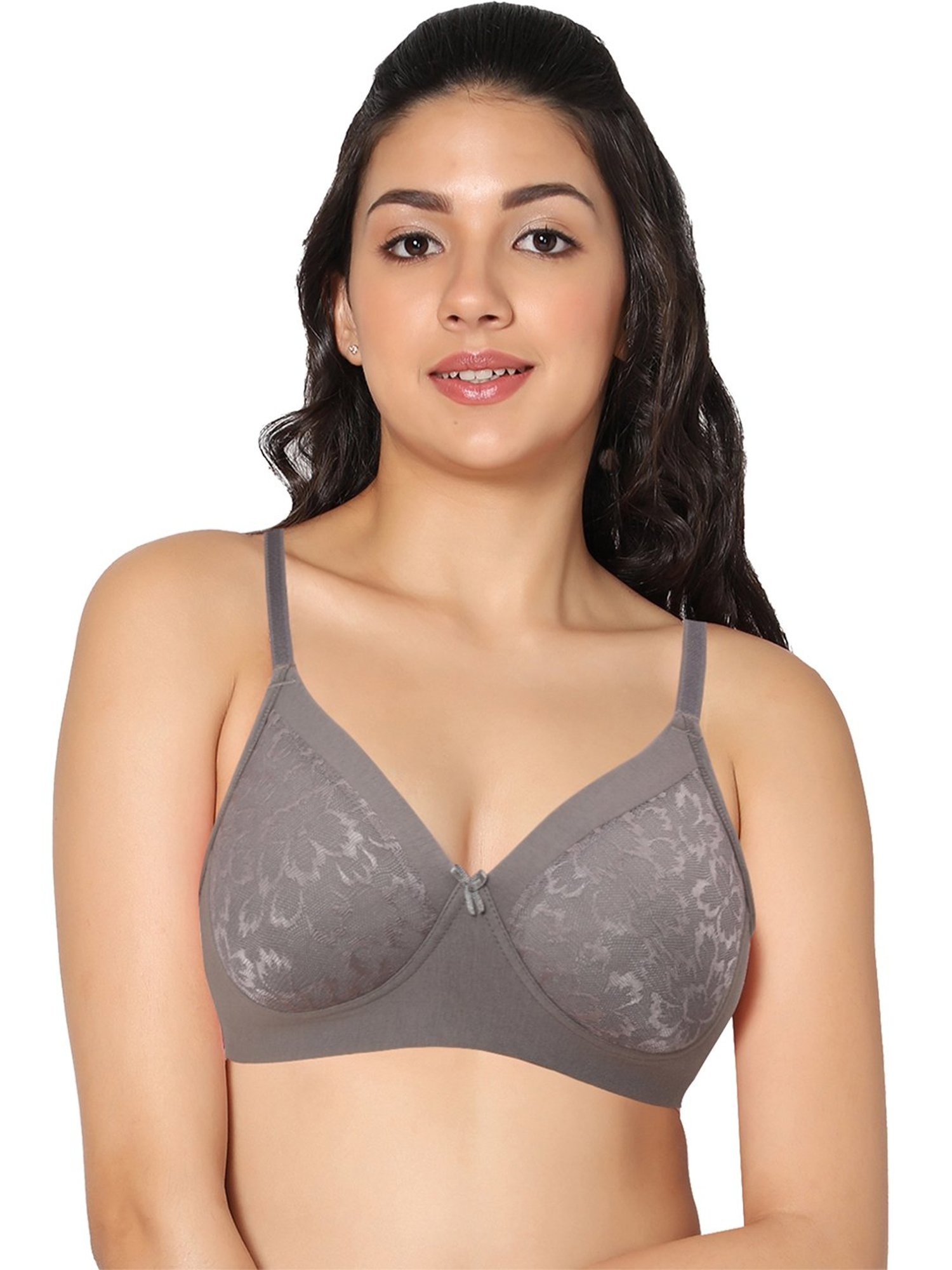 IN CARE Grey & Peach Non-Wired Full Coverage Push-Up Bra - Pack of 2