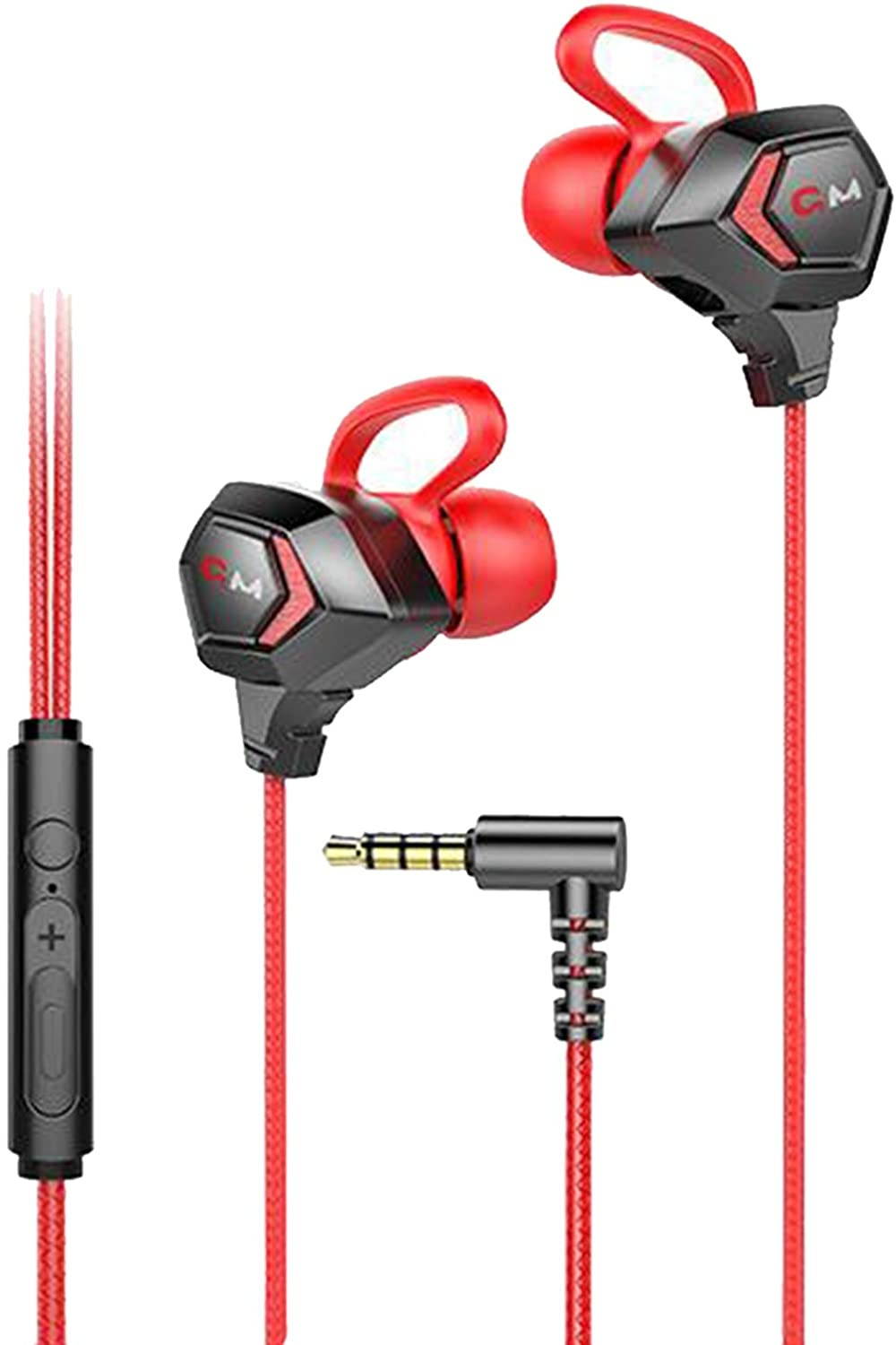 MagiDeal Wired Gaming Earphone 3.5 MM E-Sport Earphone Stereo Bass Gaming Headphone with Adjustable Mic for Laptop, Cellphone - Red, Length 4 Feet