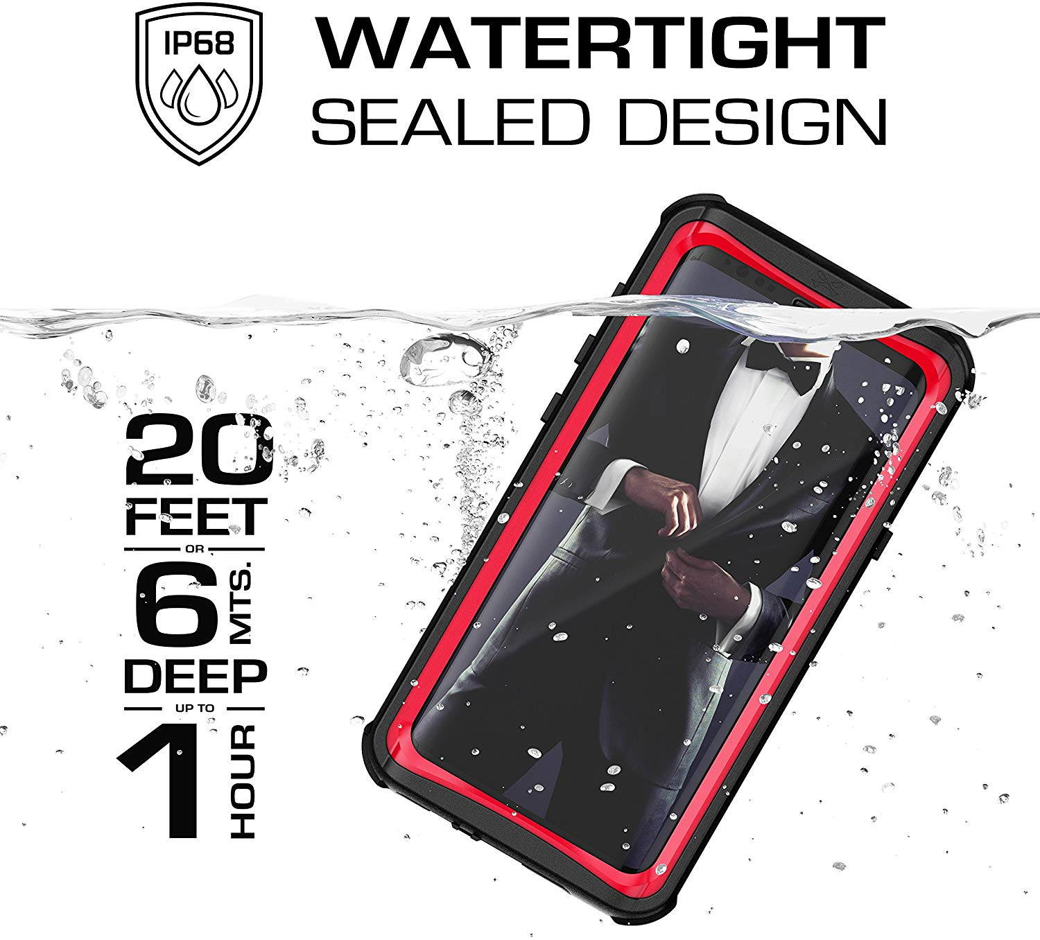 Ghostek Nautical Galaxy S9 Plus Waterproof Case with Screen Protector Slim Extreme Heavy Duty Protection Tough Shockproof Full Body Underwater Watertight Seal for 2018 Galaxy S9+ (6.2 Inch) - (Black)