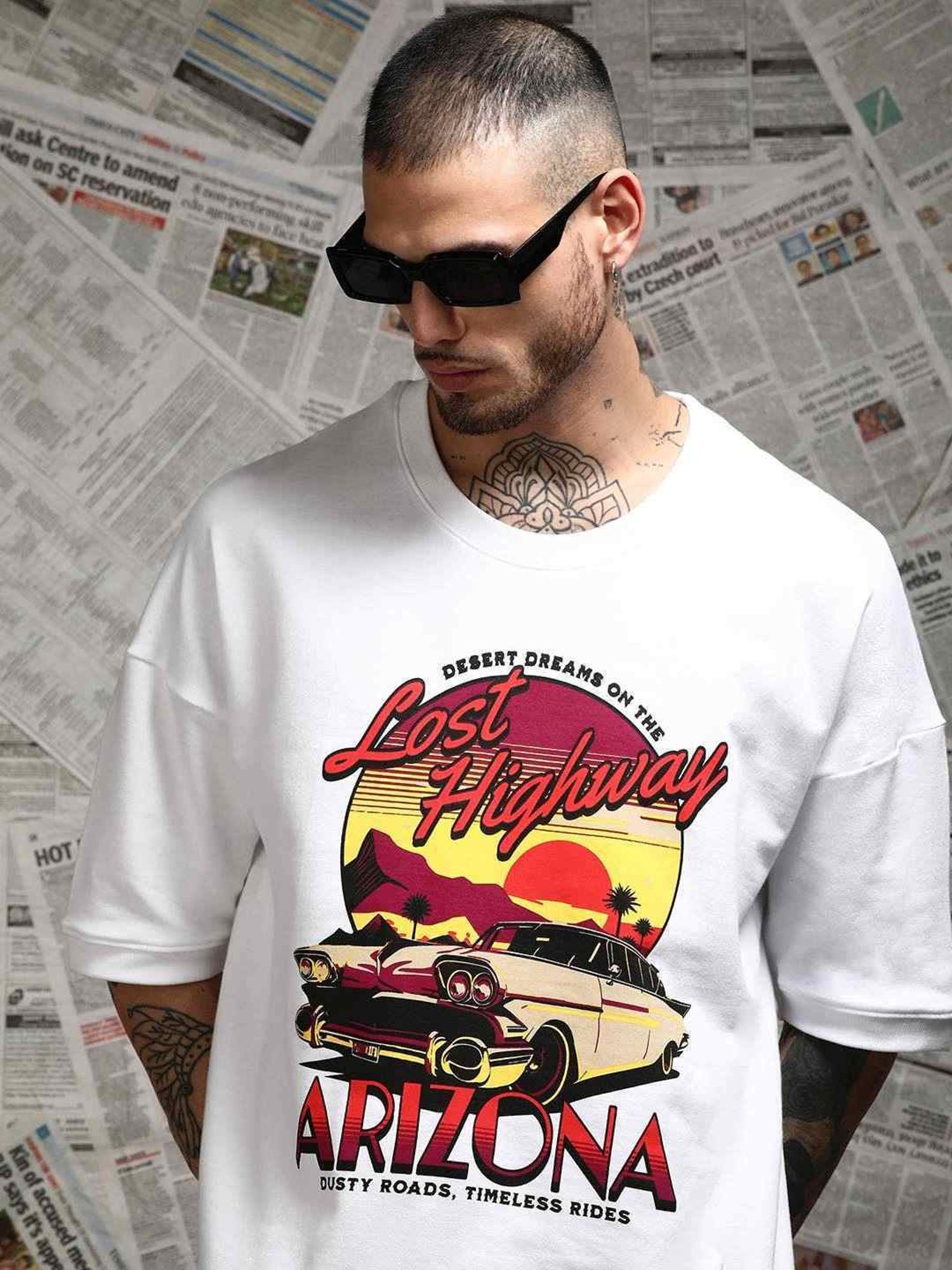 Difference Of Opinion White Loose Fit Printed Unisex T-Shirt