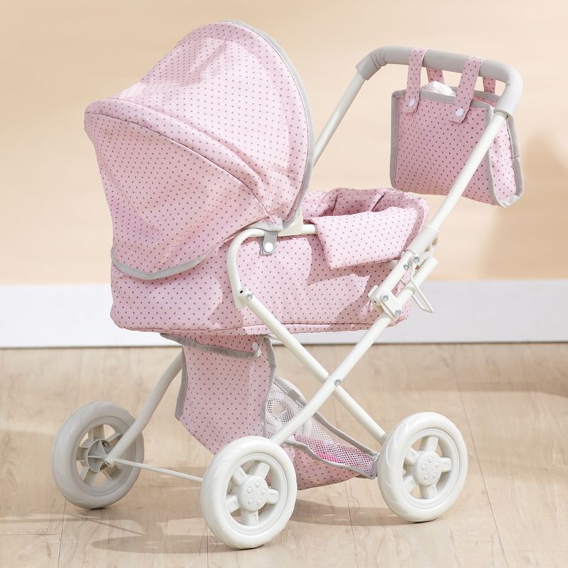 Olivia's Little World - Polka Dots Princess Baby Doll Deluxe Stroller - Pink & Gray