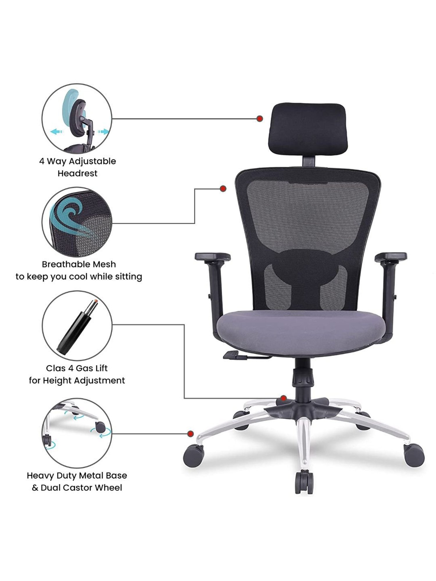 Green Soul Jupiter Superb Black & Grey Foam Ergonomic High Back Office Chair