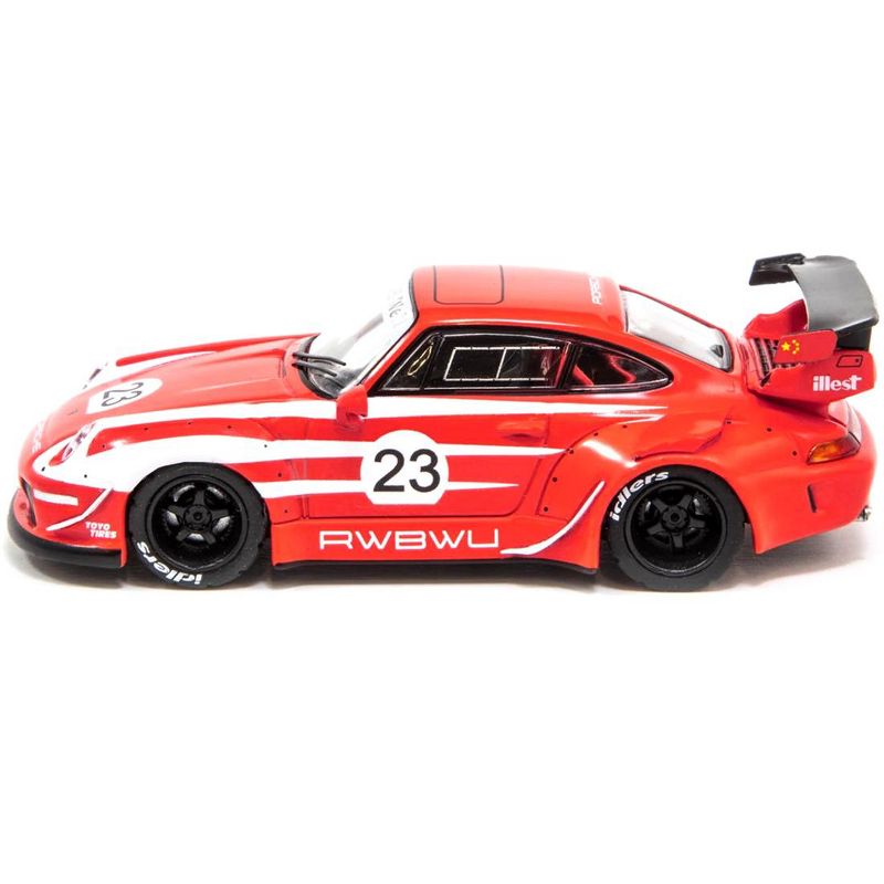 Porsche RWB 993 RWBWU #23 Red with White Stripes "RAUH-Welt BEGRIFF" 1/64 Diecast Model Car by Tarmac Works