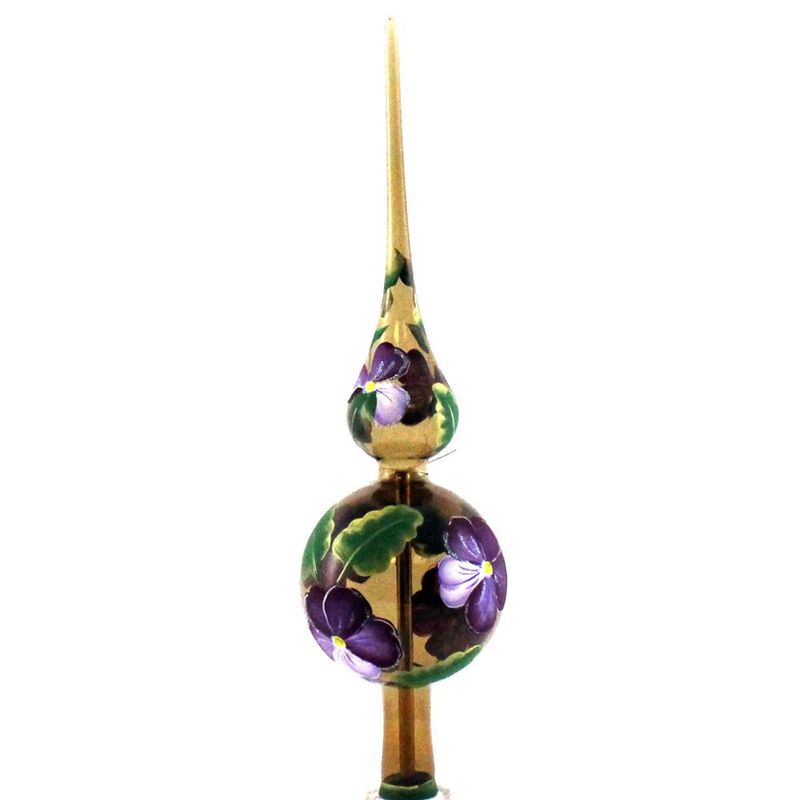 Laved Italian Ornaments Amber Translucent Finial Pansy Italian Style  -  Tree Toppers
