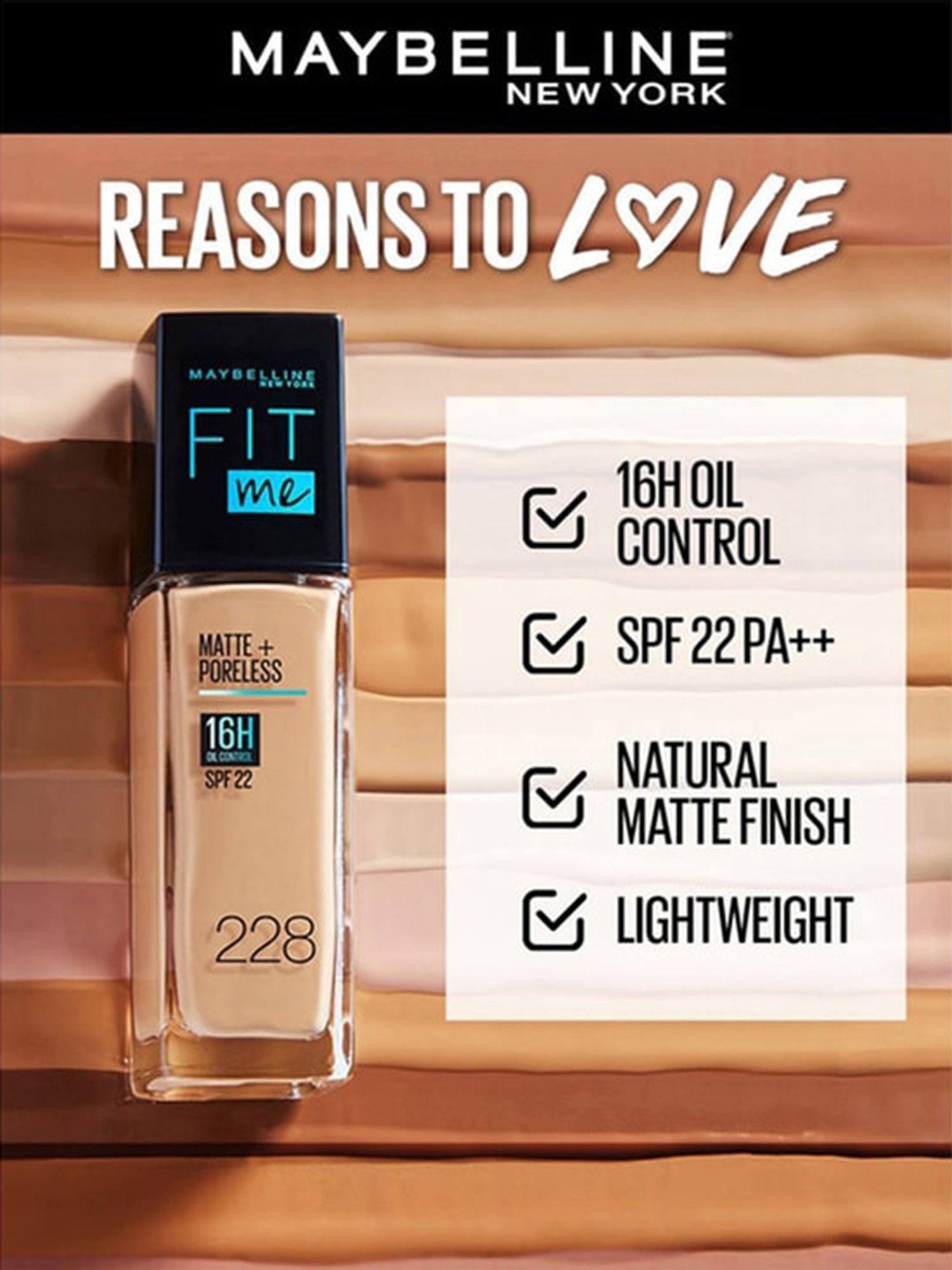 Maybelline NY Fit Me Matte+Poreless Foundation - 228 - 30 ml