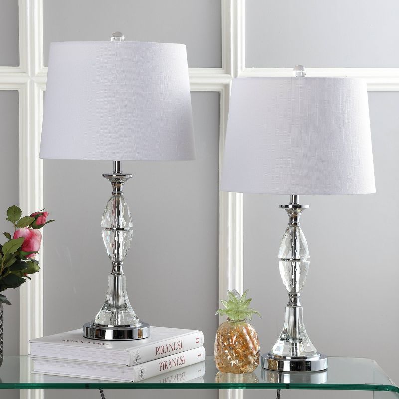25.5" (Set of 2) Reid Crystal Table Lamp (Includes LED Light Bulb) Clear - JONATHAN Y