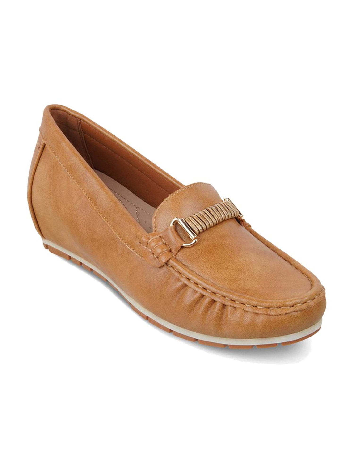 Tresmode Women's Camel Wedge Loafers
