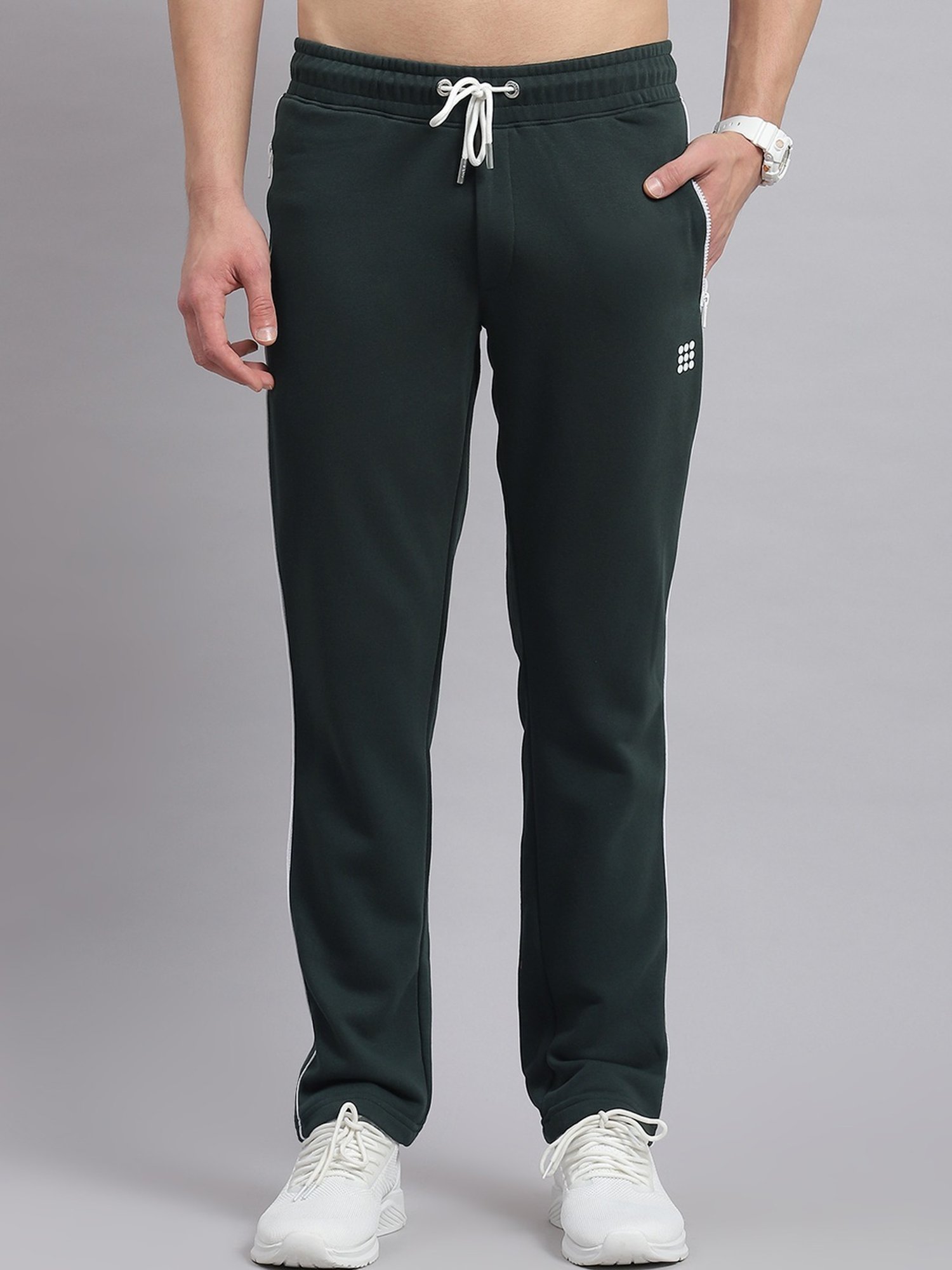 Rock.it Bottle Green Regular Fit Striped Tracksuit