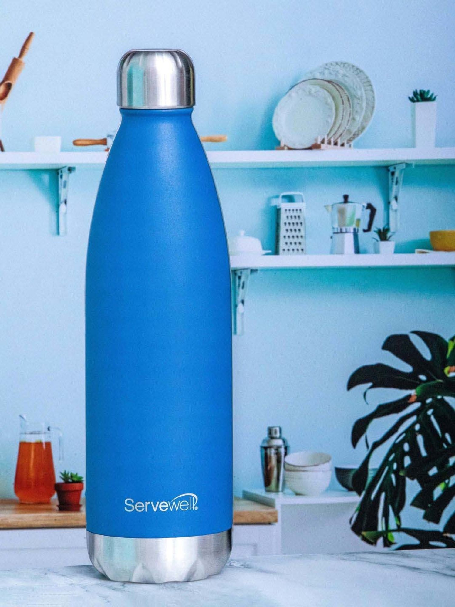Servewell Imperial Blue Steel Bali Single Wall Water Bottle (1 L)