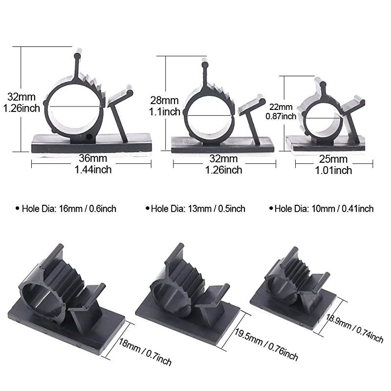 100Pcs 3 Sizes Adjustable Multipurpose SelfAdhesive Cable Clips Wire Clamps Cord Holders Cable Organizers for Cord Management
