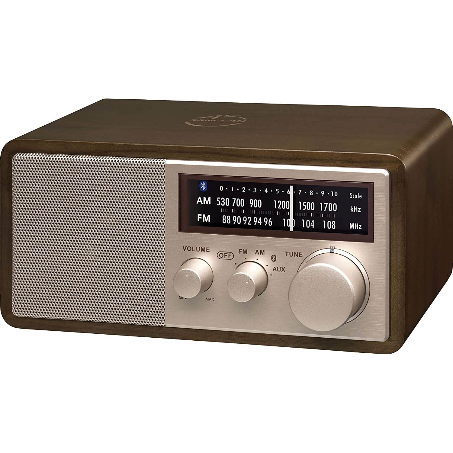 Sangean WR-16SE 45th Anniversary Special Edition AM/FM/Bluetooth/Aux-in/USB Phone Charging Dark Walnut Wooden Cabinet Radio with Rose Gold Face Plate