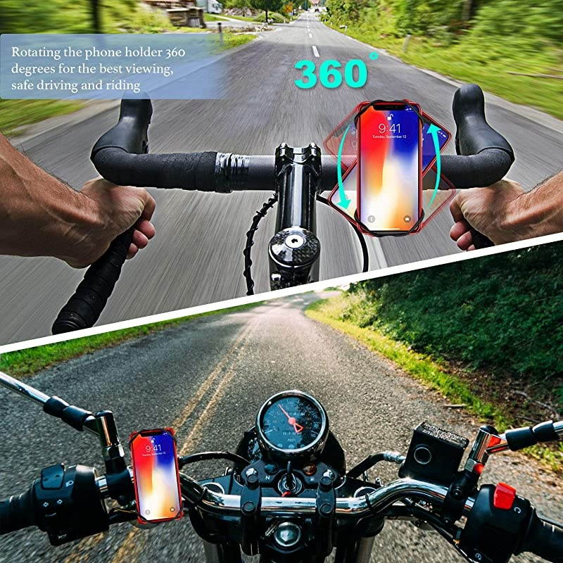 Bike Phone Mount  360&deg; Rotatable Silicone Detachable Bicycle Phone Holder Universal Dia 2046mm Handlebar Mount for Cycling GPS Compatible with iPhone X XR 12 11 88 Plus S20 S10+ S10