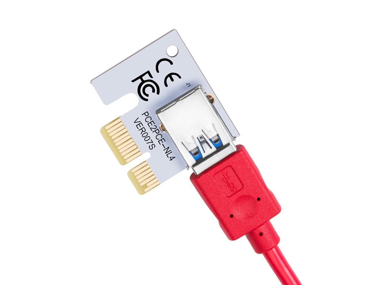 6-Pack Ver006C Mining Dedicated PCIe Riser Cable Card Adapter Cryptocurrency PCI Express 1X to 16X Extender Mining Rig 60cm USB 3.0 6Pin Power