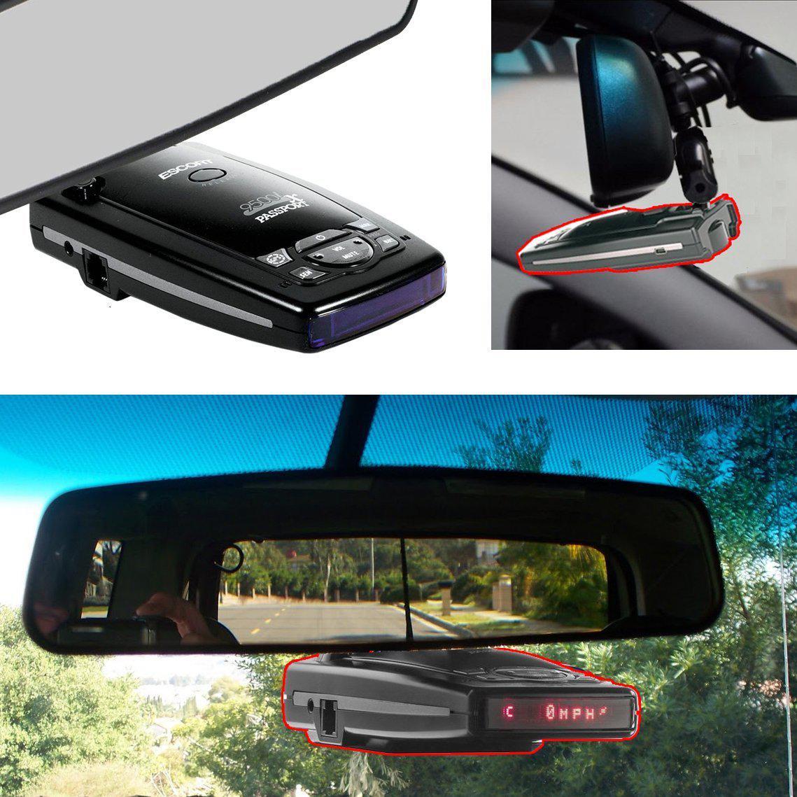 AccessoryBasics Car Rearview Mirror Radar Detector Mount for Escort Passport 9500ix 9500i Passport 8500 7500 X50 x70 x80 Solo S2 S3 S4 SC 55 s75 s75g Beltronics RX65 Red Vector 995 955 Radar