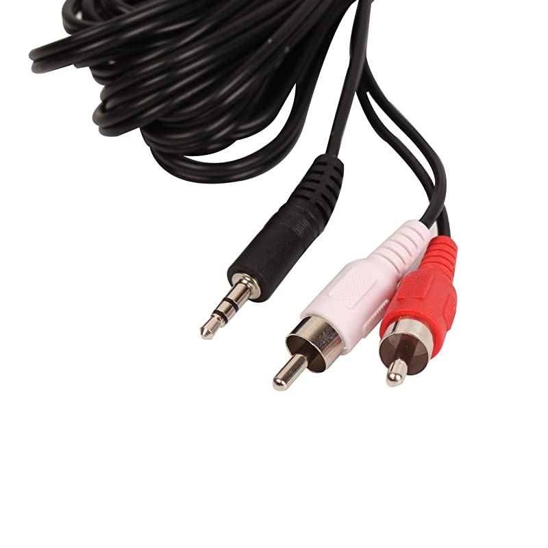 Cable 355mm Male to 2Male Stereo Audio AdapterGoldPlated with Nylon Braided to AUX Audio Cord HiFi Compatible with All Enabled Devices 15ft5m