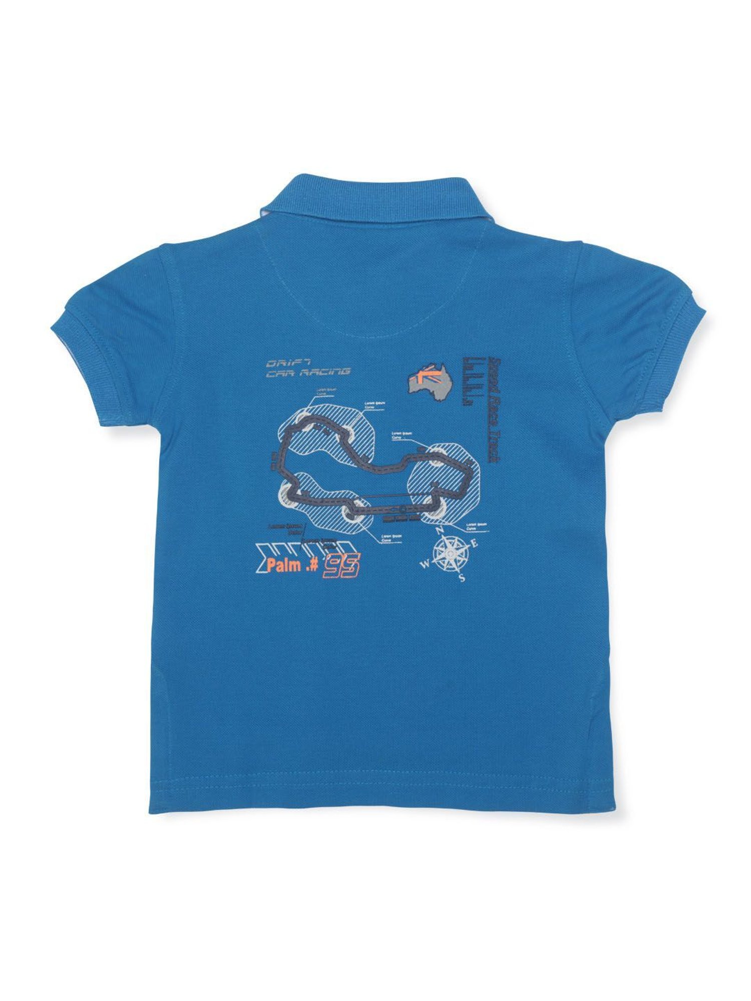Palm Tree Kids Blue Solid Polo T-Shirt