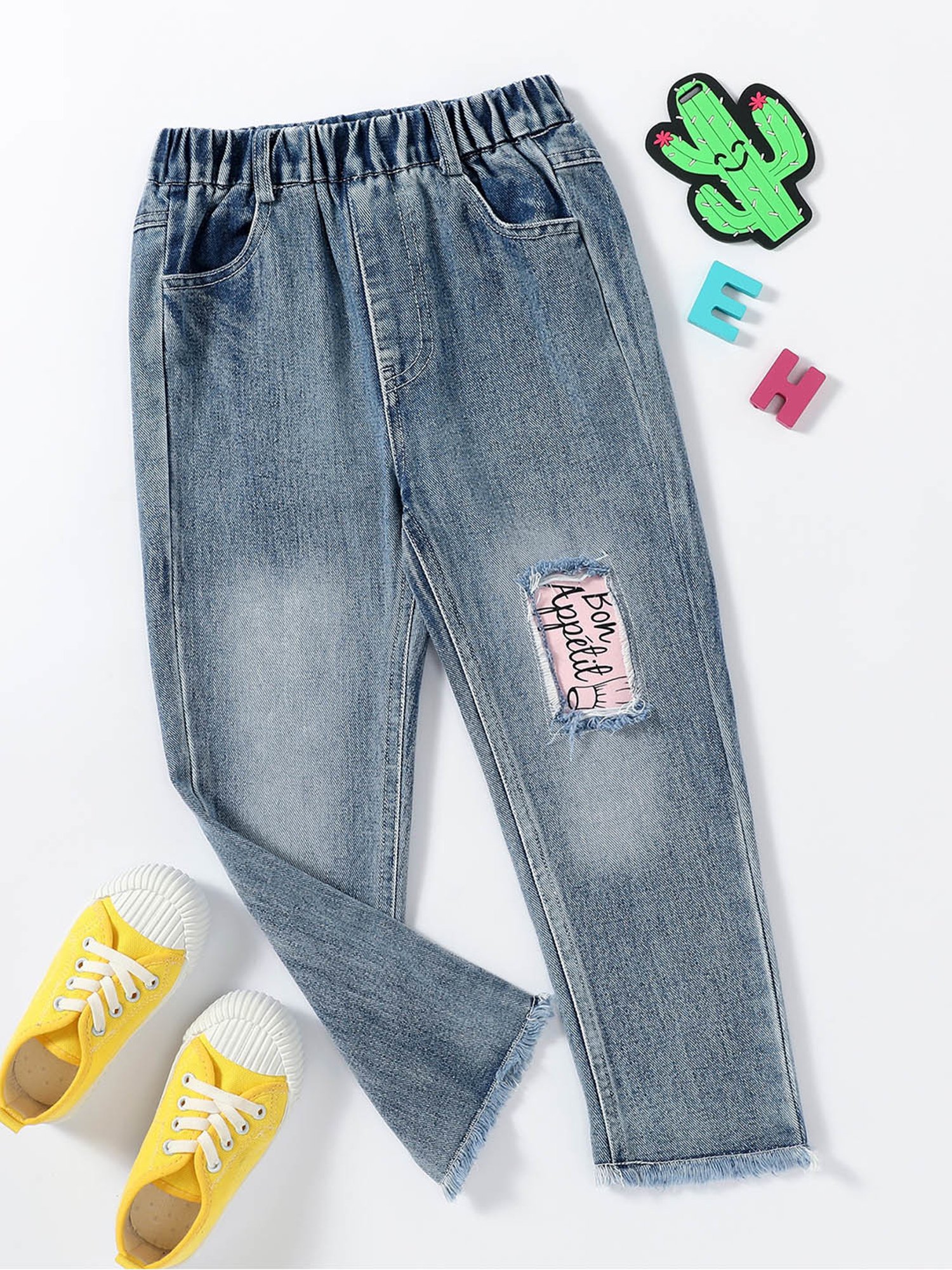 Kotty Girls Blue Graphic Print Jeans