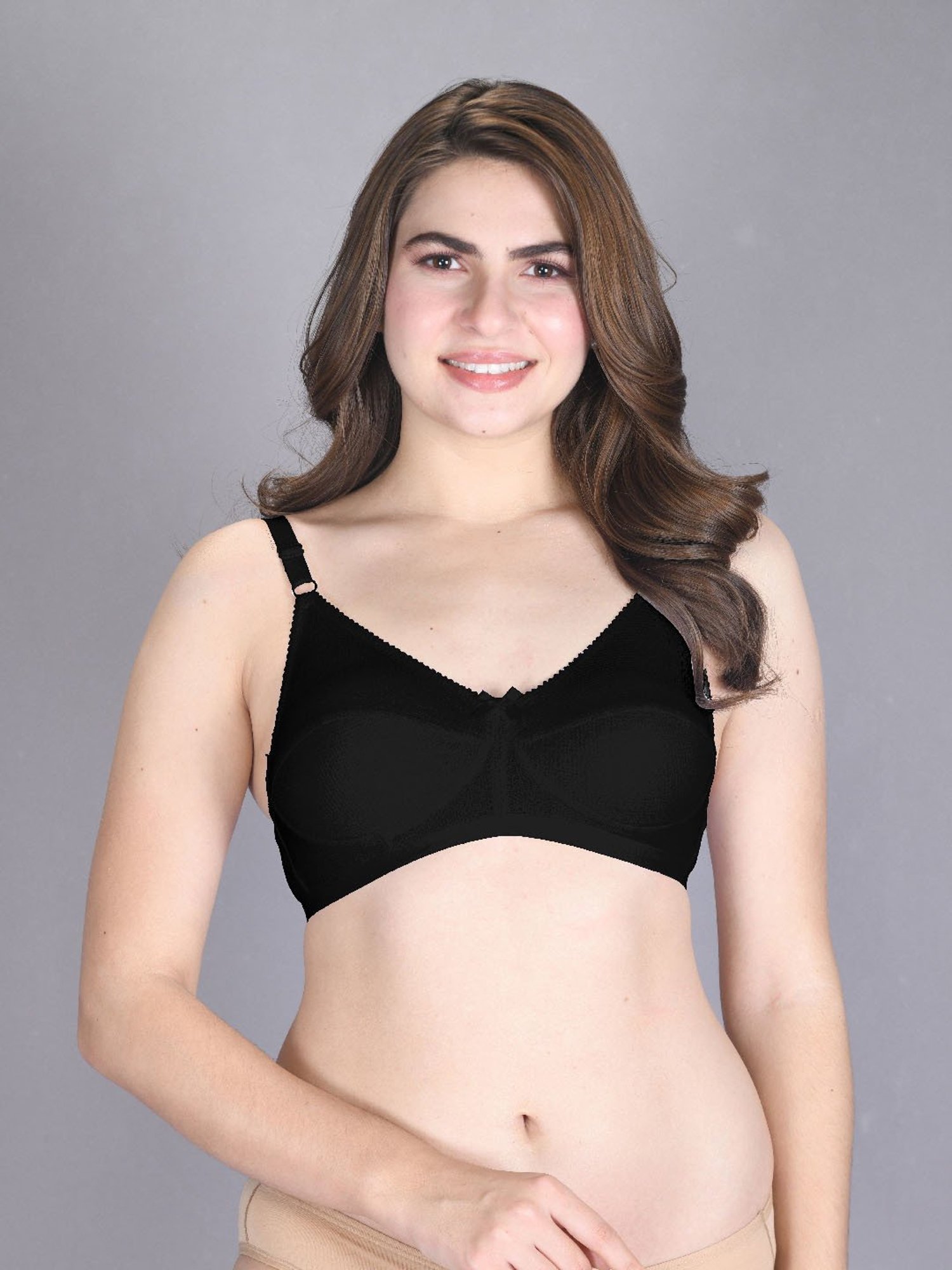 Lux Venus Black Full Coverage Non-Wired Bra With Adjustable Strap