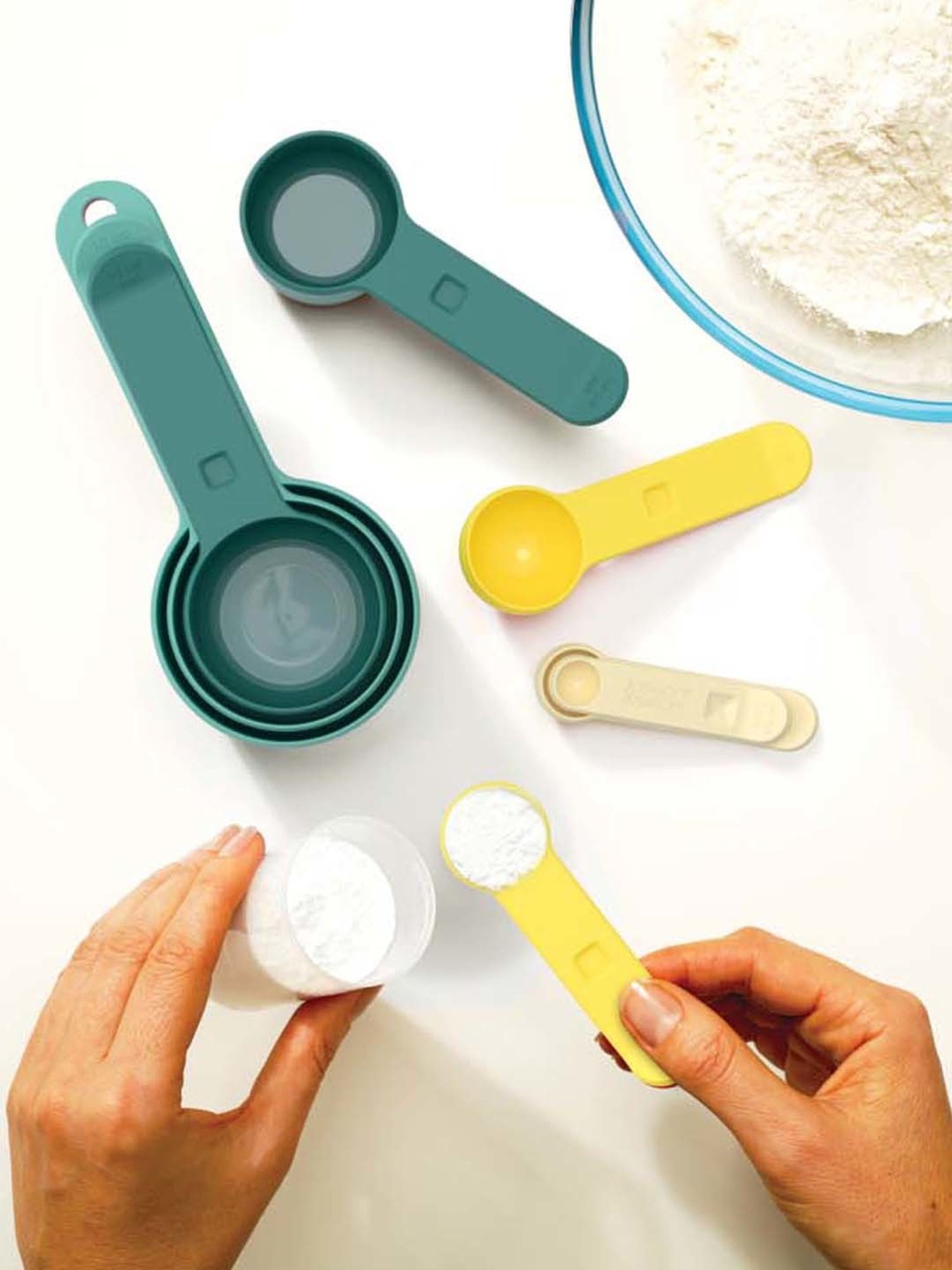 Joseph Joseph Teal Blue & Yellow Plastic Measuring Spoon - Set of 8