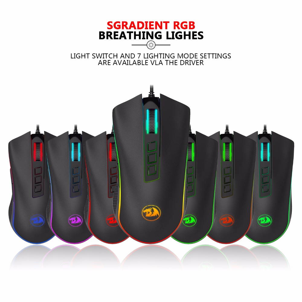 Redragon COBRA M711 Chroma Wired Gaming Mouse 16.8 Million RGB Color Backlit DPI 10000 7 Programmable Buttons Optical LED PC