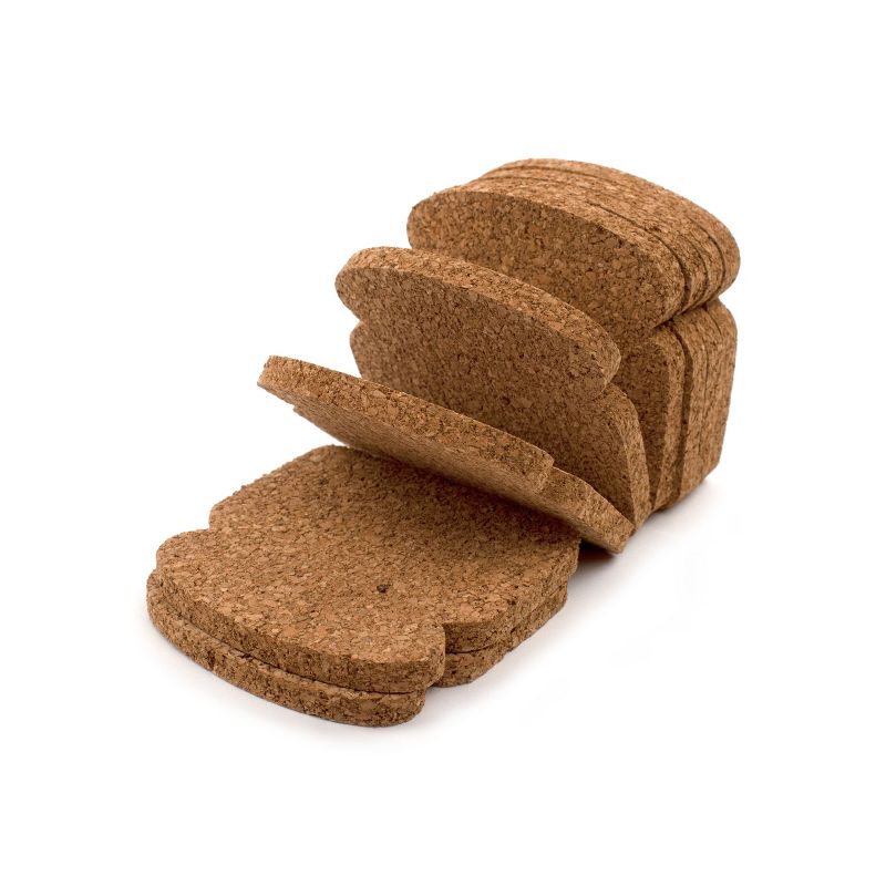 Design Ideas Toast Shaped Coasters - 8 Cork Drink Coasters - Cork, 4" x 4" x 0.5"