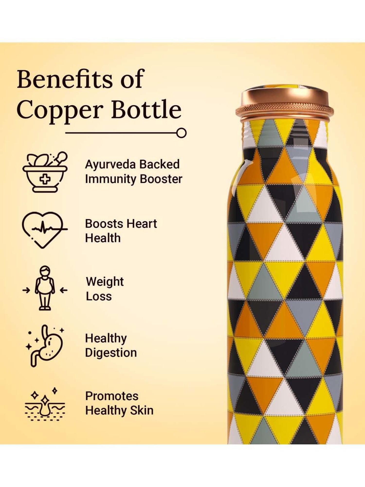 Everything Beautiful Yellow & Black Copper Water Bottle & Glass Set