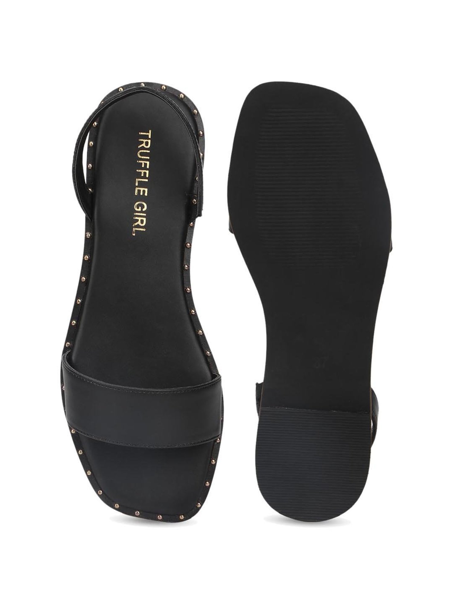 Truffle Girl by Truffle Collection Women's Black Sling Back Sandals