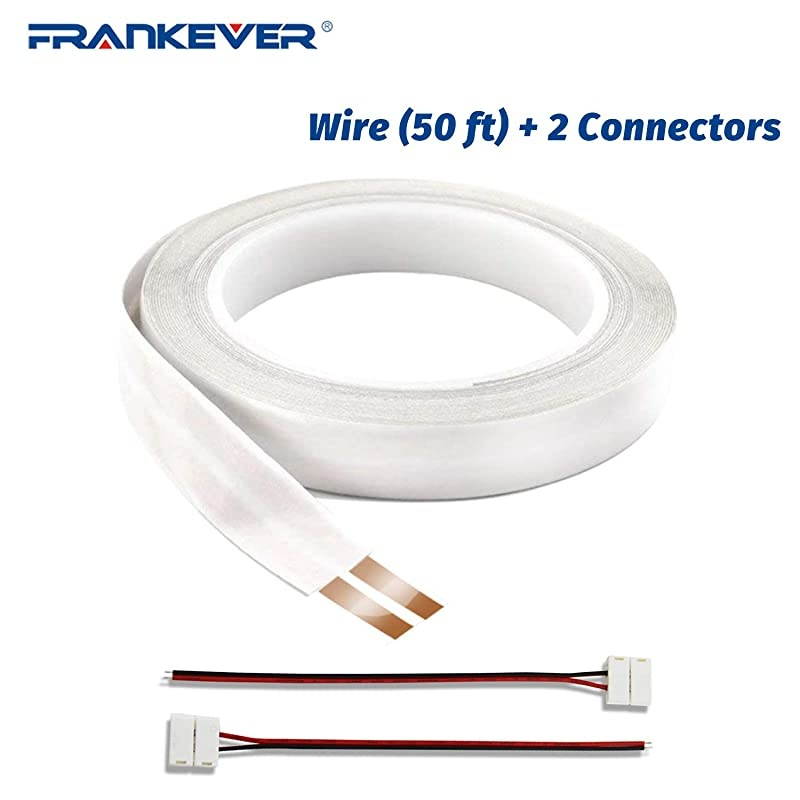 Super Flat Speaker WiresCablesSelf Adhesive Speaker Cables 2 Pure Copper Conductors DIY Audio Cable23 Gauge AWG 063 inch Wide x 50 ft Long with 2 Connectors
