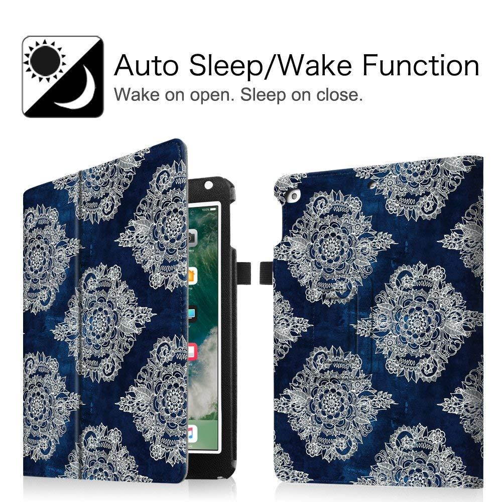 Fintie iPad 9.7 2018 / 2017, iPad Air 2, iPad Air Case - [Corner Protection] Premium Vegan Leather Folio Stand Cover, Auto Wake / Sleep for Apple iPad 6th / 5th Gen, iPad Air 1 / 2, Indigo Dreams
