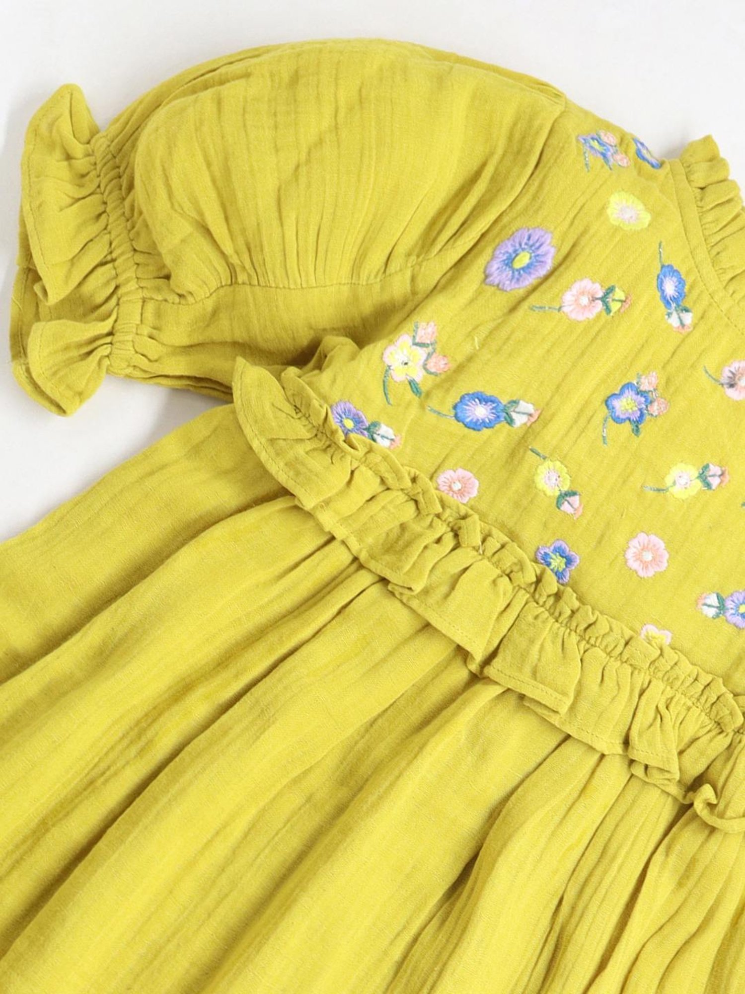 Cherry Crumble By Nitt Hyman Kids Green Embroidered Dress