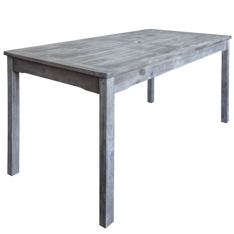 Renaissance 3pc Rectangle Wood Outdoor Patio Dining Set - Gray - Vifah