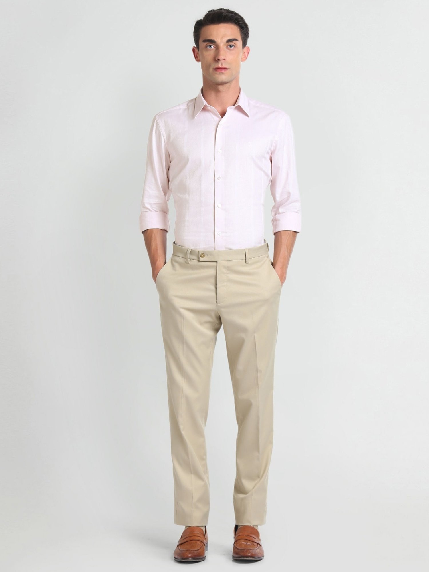 Arrow Newyork Pink Cotton Slim Fit Texture Shirt