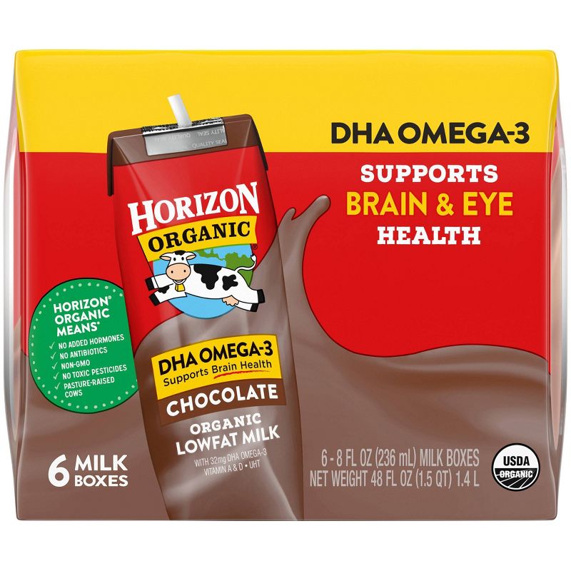 Horizon Organic 1% Chocolate Milk DHA Added - 6pk/8 fl oz Boxes