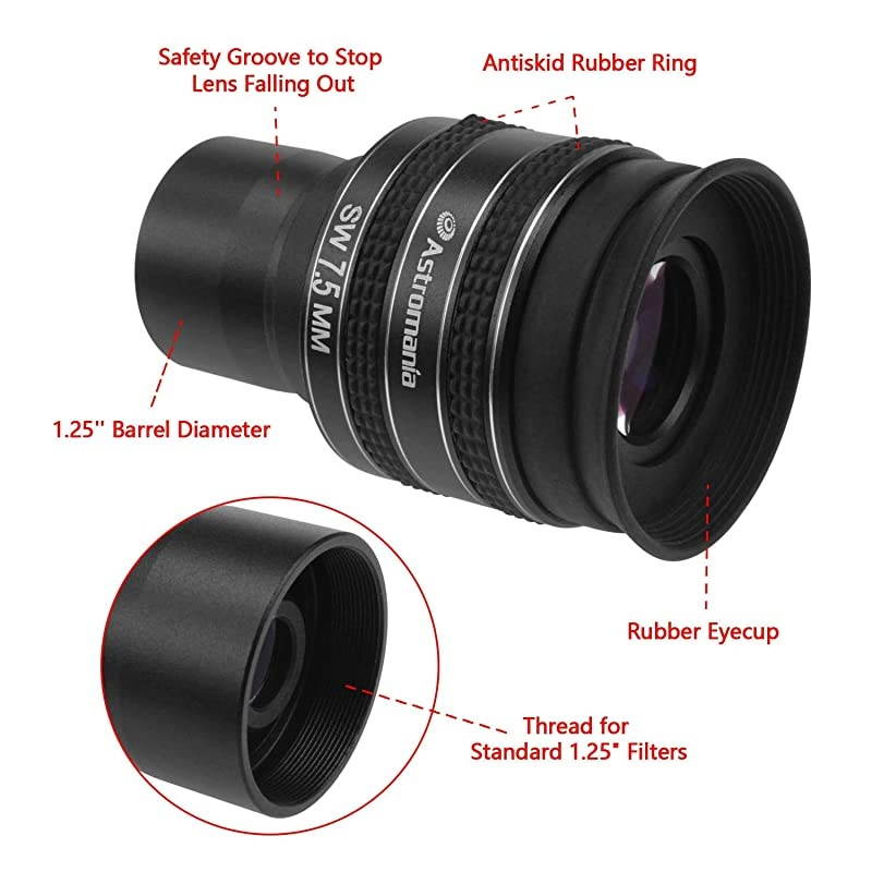 125quot 75mm 58Degree Planetary Eyepiece for Telescope