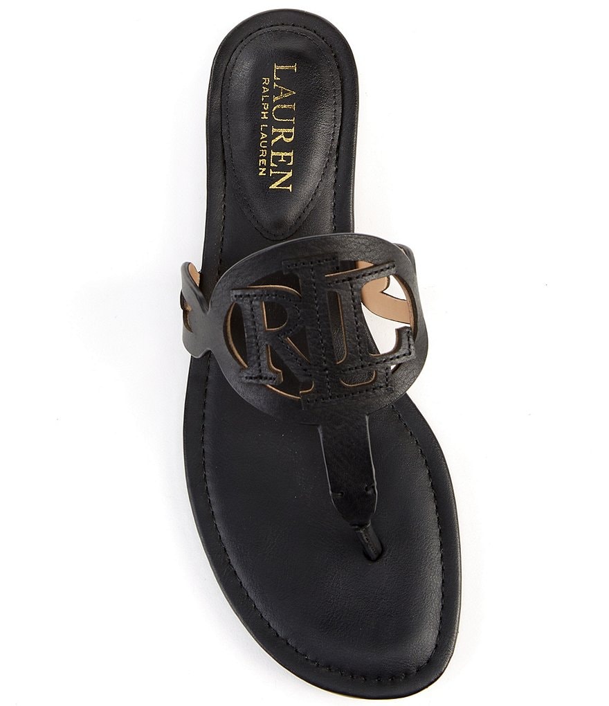 Lauren Ralph Lauren Audrie Leather Logo Thong Sandals