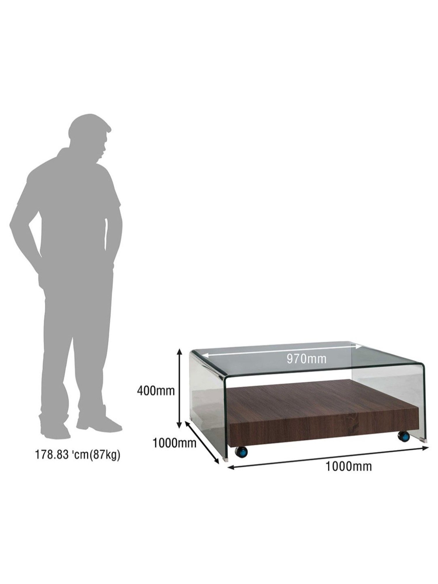 Durian Cole Transparent Glass Standard Size Coffee Table