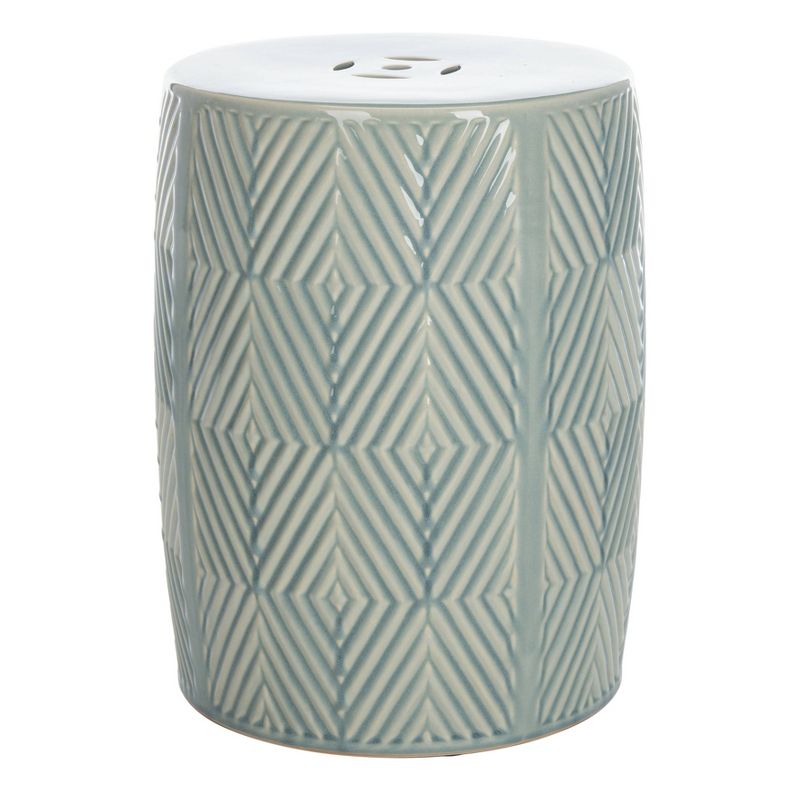 Avila Marble Garden Stool - Dark Gray Marble - Safavieh