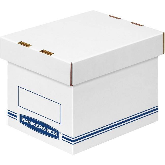 Bankers Box 4662101 Organizer Storage Boxes, Small, White/Blue, 12/Carton