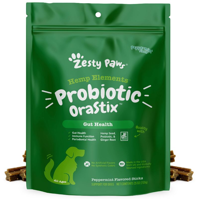 Zesty Paws Hemp Elements OraStix Probiotic Original Flavor - 25oz